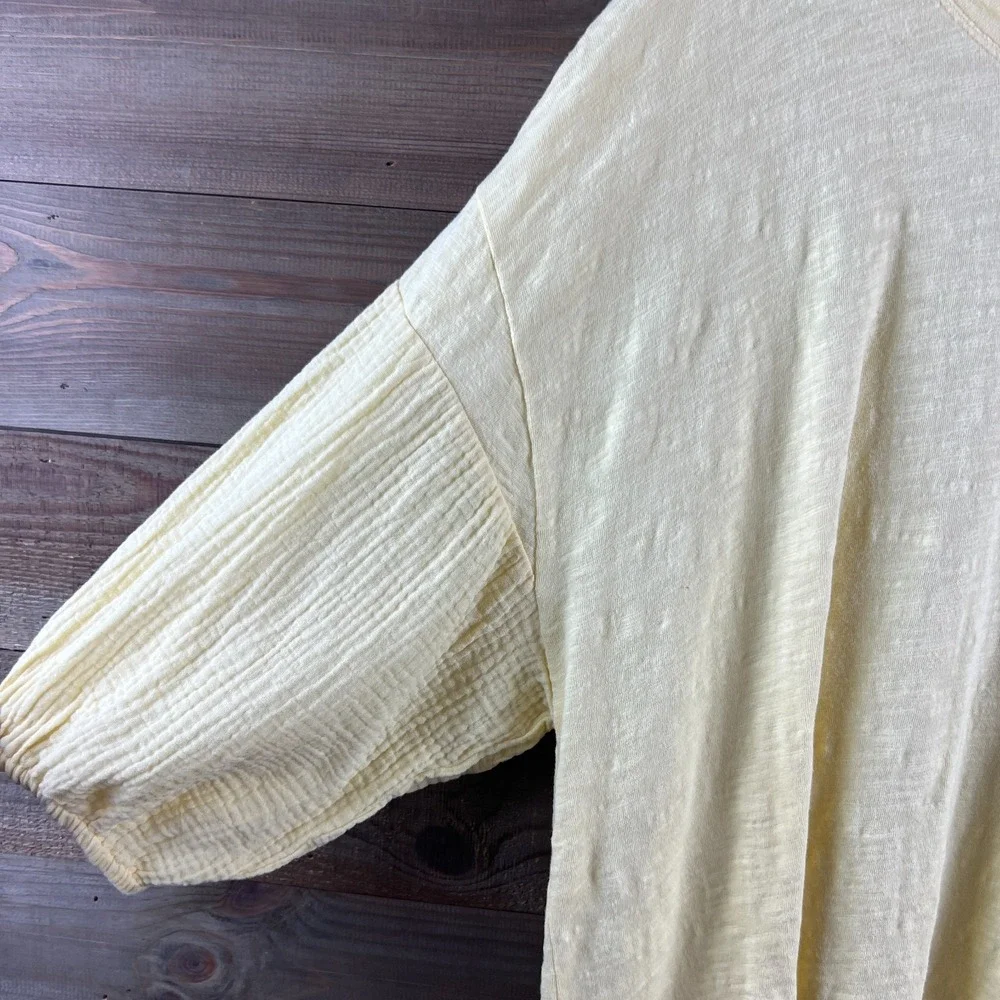 Soft Surroundings Womens Shirt 3/4 Sleeve Relaxed Tee Yellow Casual Beachy 1X - Picture 4 of 7